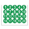thumbnail image 1 of Unique Bargains 50mm Dia PVC Round Number Stickers Number 1-20 Green, 1 of 4
