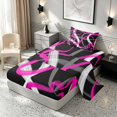 thumbnail image 2 of Manfei Abstract Brushstroke Twin Sheets, Pink White Gray Bedding, Black Reversible 3pcs1 Flat Sheet + 1 Fitted Sheet + 1 Pillowcase, 2 of 6