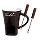 thumbnail image 4 of Cuenco para fondue de chocolate, taza para fondue con tenedores, calentador de mantequilla, derrite, calentamiento cerámico Marrón, 4 of 9