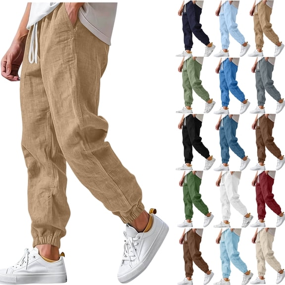 Men's Casual Pants Thin Pants Outdoor Fitness Running Pants Men's Small Toe Drawstring Pants Sweatpants Jogger Work Trousers