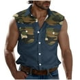 thumbnail image 2 of COSFO Muscle Tank Tops for Men Camouflage Athletic Collared Shirts Sleeveless with Pocket Button Down Loose Summer Tops, 2 of 5