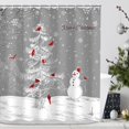 thumbnail image 3 of Christmas Shower Curtain, Xmas Shower Curtains, Snowman Shower Curtain Set, Waterproof Christmas Bathroom Decor, Merry Shower Curtain, Birds in Pine Tree, 72''''W X 72''''H, 3 of 6