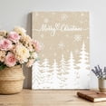 thumbnail image 2 of Canvas Wall Art, Christmas Trees Framed Canvas Prints for Living Room Office, Winter Xmas Snowflakes Pine Beige Brown Large Gallery Wrapped Wall Decor for Home Office, Gifts, 16"x24" Ship Next Day, 2 of 9