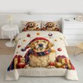 thumbnail image 2 of Manfei Cartoon Xmas Dog Bedding Comforter Set for Child, Christmas Gifts Ball Twin Comforter Sets, Gold Stars Print Reversible Bedding Set, Breathable Home Decor, 2pcs, 2 of 8