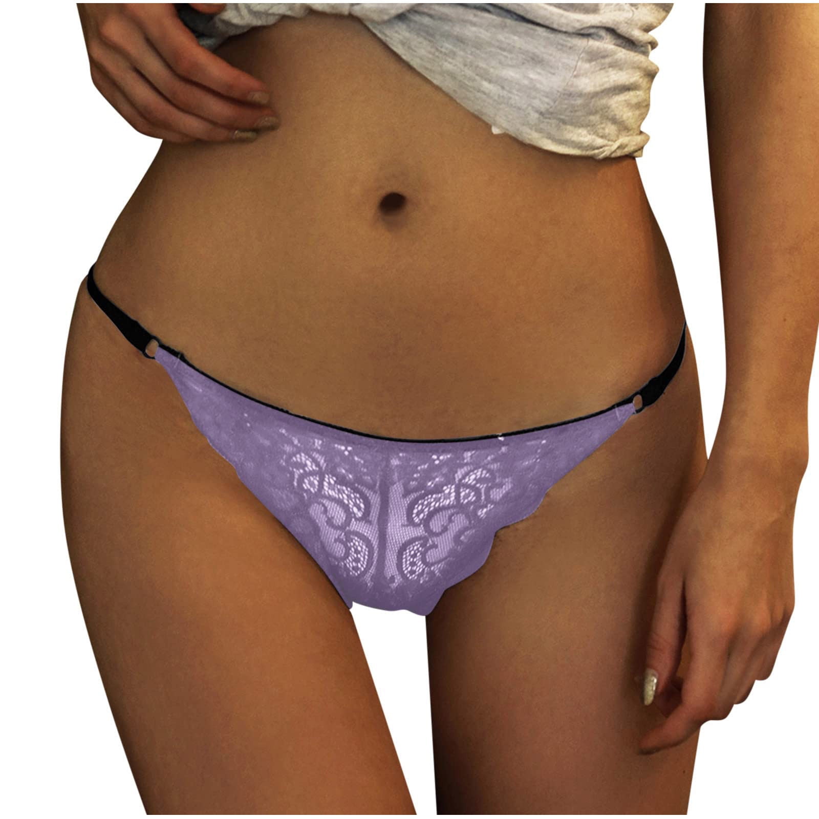 HUPOM Crotchless Panties Womens Underwear High Waist Casual Tie Comfort  Waist Purple X5XL