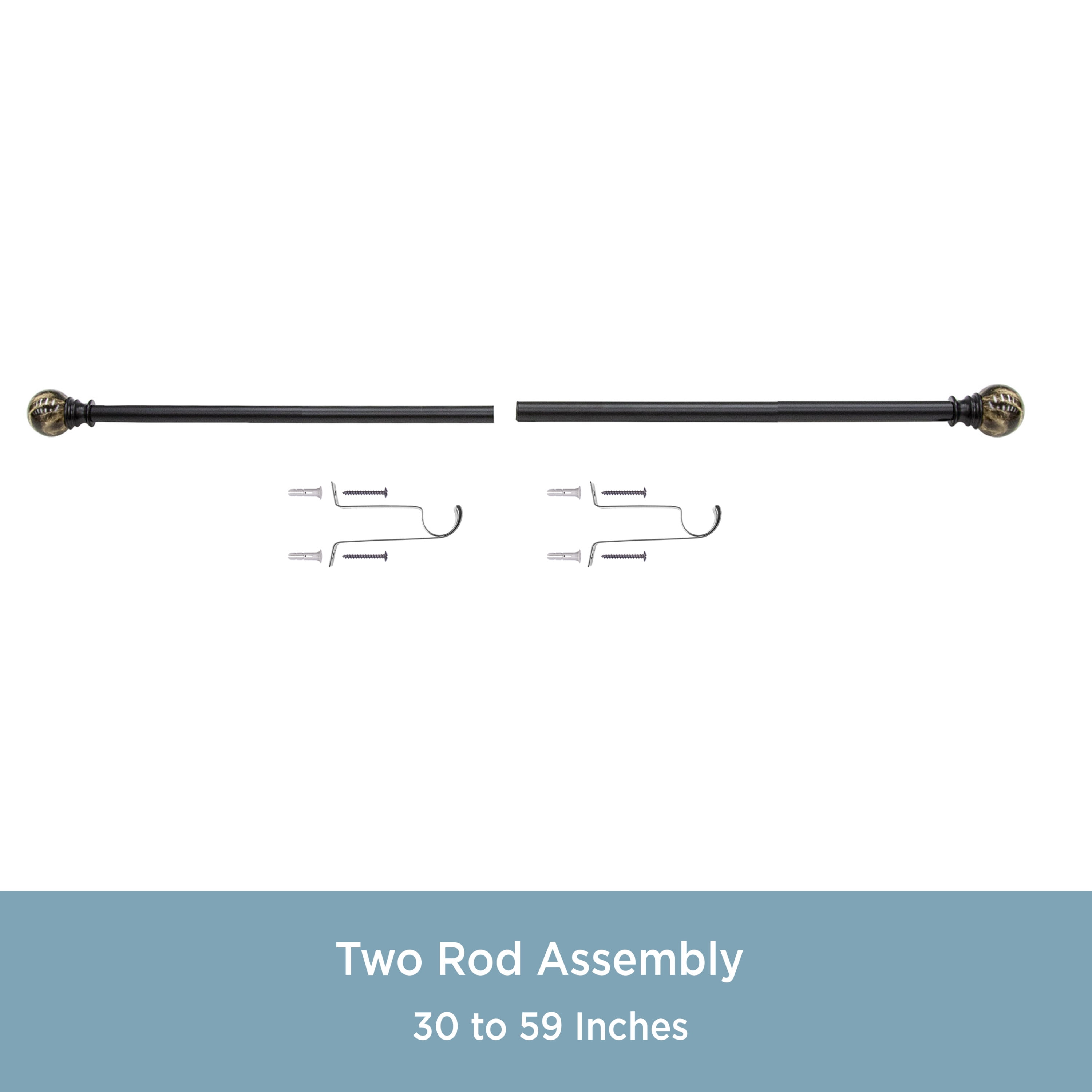 Kenney® Marble Ball 1" Value Decorative Window Curtain Rod, 30-84", Black
