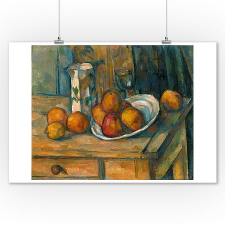 Still Life with Milk Jug and Fruit - (Artist: Paul Cezanne c. 1900) - Masterpiece Classic (9x12 Art Print, Wall Decor Travel Poster)
