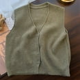 thumbnail image 2 of GigrtiJin Women's Casual Knitted Vest Sleeveless V-Neck Button down Sweater Tops Solid Color Cardigan Blouses, 2 of 3