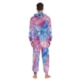 thumbnail image 4 of FORMRS Onesies Pajama for Adults Unisex Hoodie Winter Jumpsuit One Piece Sleepwear, Sizes S-2XL, Watercolor Blue Marble Pattern, 4 of 7