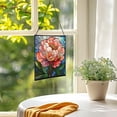 thumbnail image 3 of Peony Flower Stained Glass Panel Suncatcher Square Window Hanging, 8 Inch Real Glass Decorative Art Sun Catcher for Home, Gift, and Garden Decor 78OR8, 3 of 6