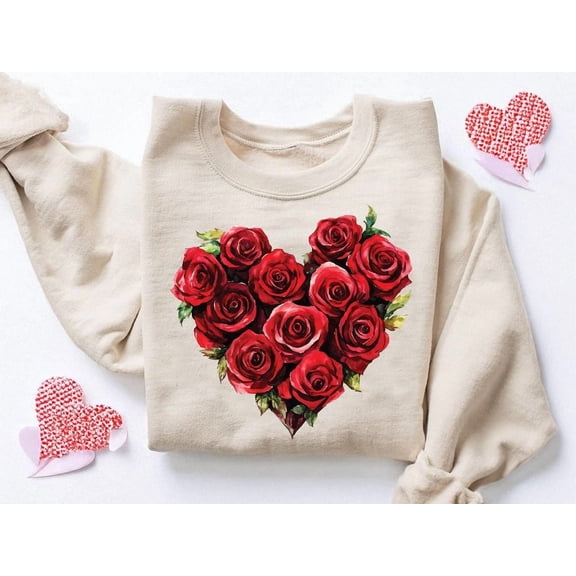 Red Roses Heart Sweatshirt, Women's Rose Heart Sweatshirt, Mother's Day Sweater, Mother's Day, Love Heart Sweatshirt, Mother's Day Shirt All Size S-5Xl