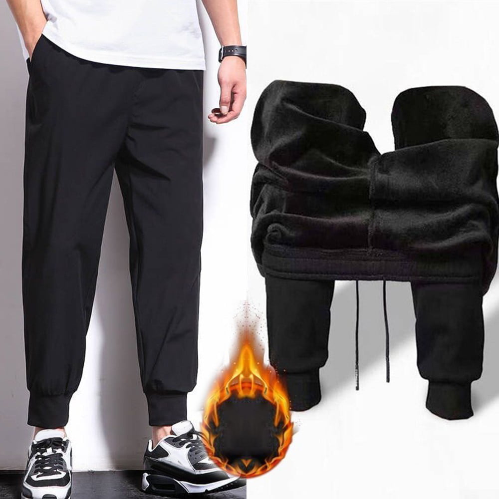 Mens Winter Trousers Thick Fleece Lined Warm Casual Sprot Loose Jogger Pants