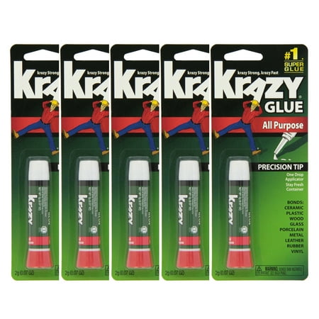 Lot Of 5 Elmers Krazy Glue Original Crazy Super Glue All Purpose Instant (Best Glue For Leather To Plastic)