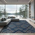 thumbnail image 2 of ODIKA 8'x10' Washable Area Rug Solid Structured That Layout Lines Balanced Couch Navy Geometric for Dining Room, Large Office, Lounge, Non-Slip Chair-Friendly Mat, 2 of 7