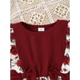 thumbnail image 4 of 4T Baby Girls Clothes 4T Girls Fall Winter Pant Set Toddler Girls Long Sleeve Round Neckline Floral Top Pants 2PCS Set Red, 4 of 9