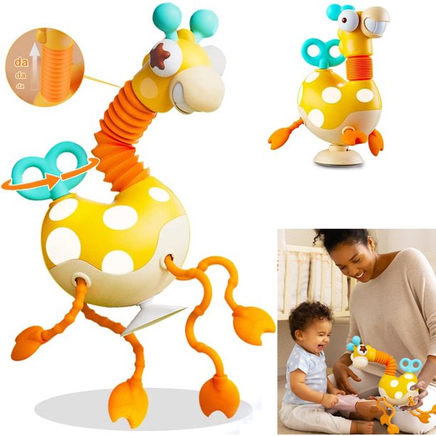 Silicone Pull String Activity Toy Baby,Giraffe Toy with Twisting