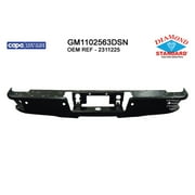 REAR STEP BUMPER FACE BAR; BLACK/PAINT TO MATCH; FOR USE WITH CORNER STEP; WITH PARK ASSIST SENSOR HOLES; MADE OF HIGH STRENGTH STEEL