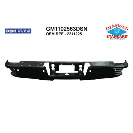 REAR STEP BUMPER FACE BAR; BLACK/PAINT TO MATCH; FOR USE WITH CORNER STEP; WITH PARK ASSIST SENSOR HOLES; MADE OF HIGH STRENGTH STEEL