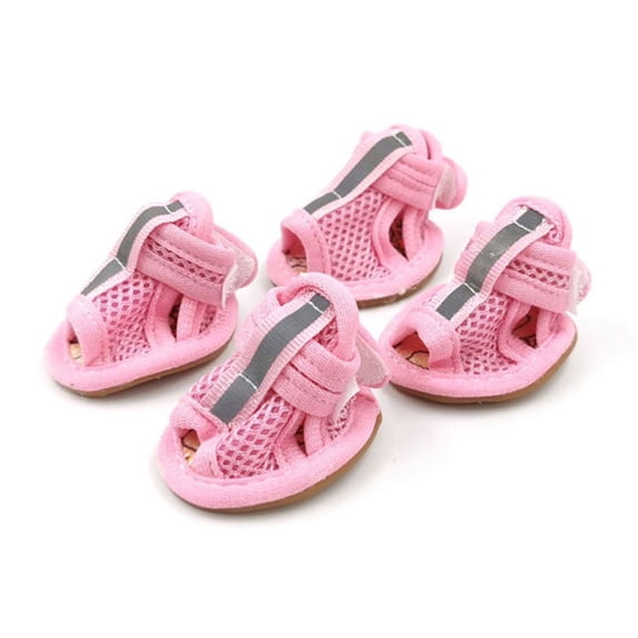 Wear-resisting Fashion with Reflective Strap Anti-slip Spring Summer Wear Casual Style Dog Shoes Pet Sandals Puppy Shoes Pet Supplies PINK 5