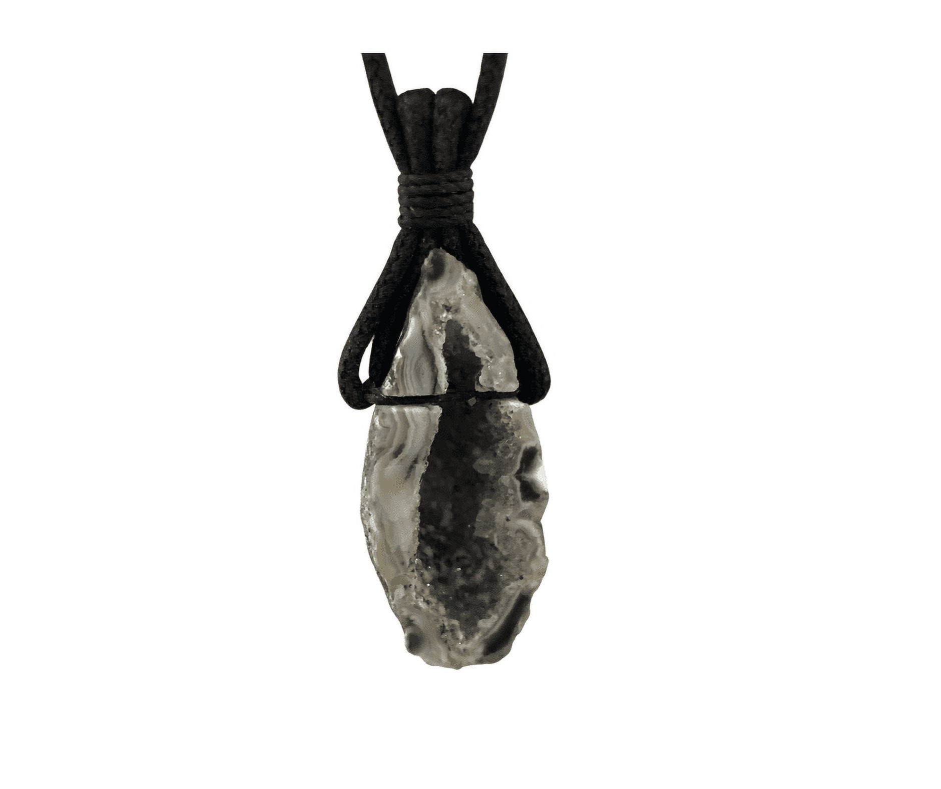 Rough Gemstone Leather Cord Necklace - Adjustable (Amethyst, Black Tourmaline, Citrine, Selenite Chakra)