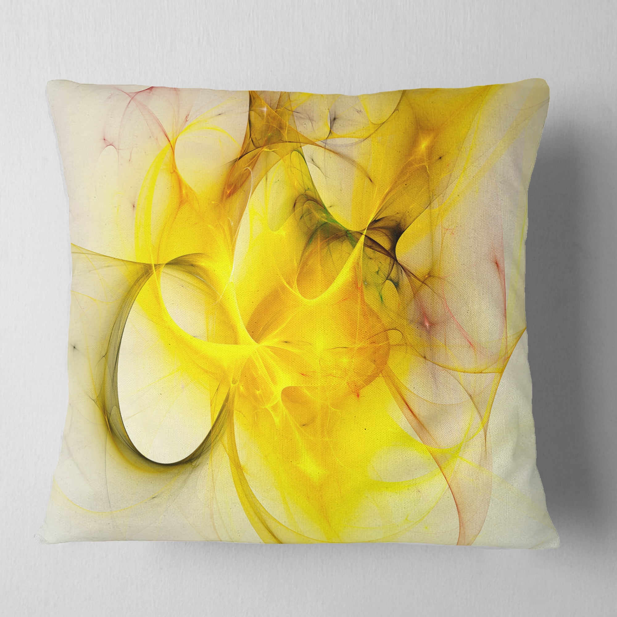 Designart Light Yellow Nebula Star - Abstract Throw Pillow - 16x16