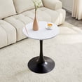 thumbnail image 3 of CQSXDA Compact Round Table, 23.6 Inch Metal Pedestal Dining Table for Small Areas and Cafes With Modern Style, Black White, 3 of 11
