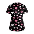 thumbnail image 3 of Valentine Scrub Top for Women Casual Short Sleeve Cute Love Heart Printed Scrubs Hoilday Criss Cross V Neck Scrub Shirts Medical Nurse Uniform Nursing Workwear with Pockets Navy 5XL, 3 of 4
