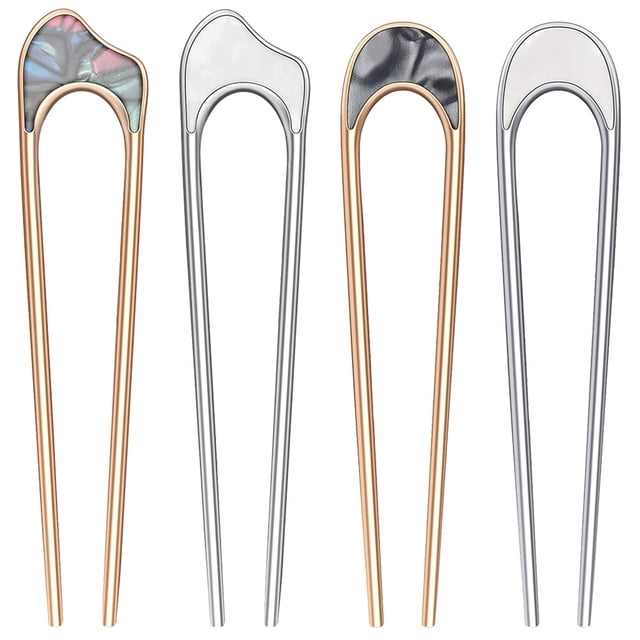 4 piezas de cabello metal horquilla en forma de U