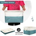 thumbnail image 6 of 8 Pack Collapsible Storage Bins Fabric Storage Bins Polyester Fabric Storage Baskets with Handles Linen Closet Organizer for Shelf Home Closet Towels Toys (Cyan White,15 x 11 x 9.5 in), 6 of 14