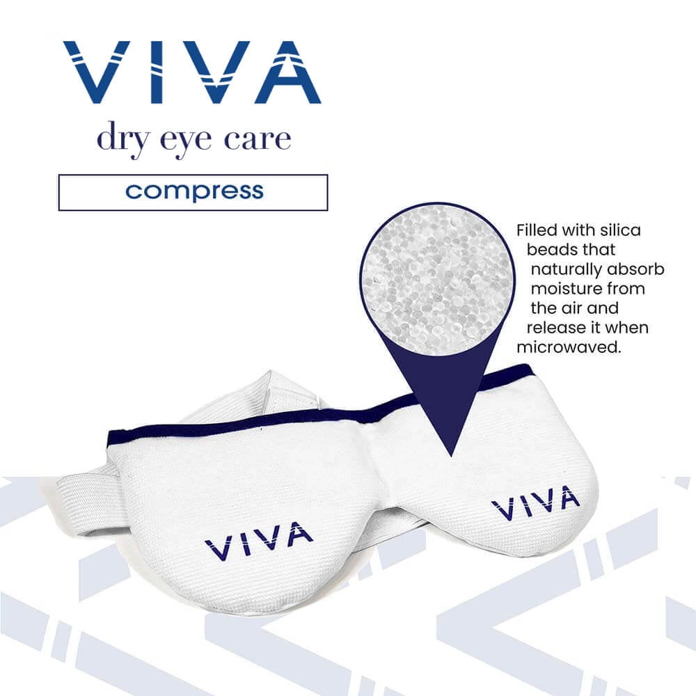 Viva Mask | Moist Heat Dry Eye Compress | Microwave Activated | Dry Eye Irritation Relief | Reusable, Non-allergenic, Washable | White