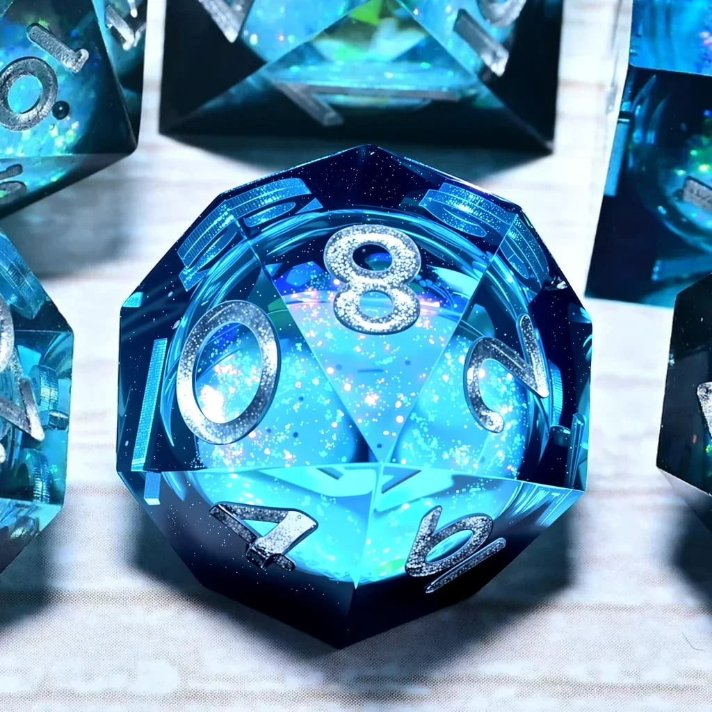 DND Resin Flowing Sand Dice Set (7 pieces), suitable for the role-playing game Dungeons and Dragons RPG and the board game polyhedron dice set.