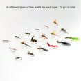 thumbnail image 6 of Bassdash Fly Fishing Assorted Flies Kit, Pack of 72 pcs Fly Lure including Dry Flies, Wet Flies, Nymphs, Terrestrials, Midges, Streamers and More, with Double-Side Waterproof Fly Box, 6 of 8