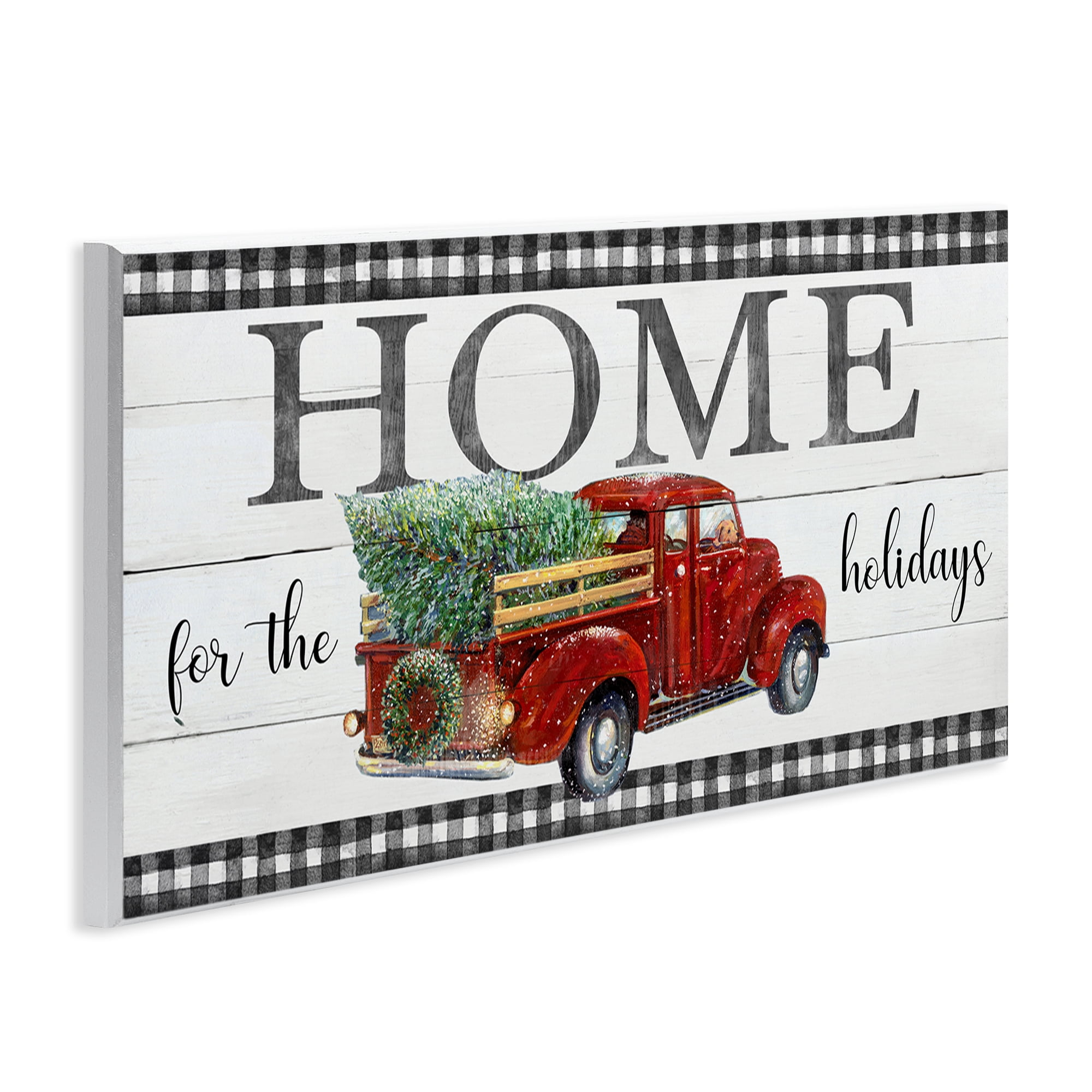 Stupell Industries Home For Holidays Truck Holiday Painting Unframed Art Prints Wall Art, 17 x 7