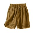 thumbnail image 4 of Riforla Women Summer Shorts 2024 Fashionable Elastic Waist Drawstring Comfort Shorts Casual Loose Holiday Shorts for Women Yellow M, 4 of 4