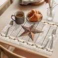 thumbnail image 3 of Western Texas Star Retro Placemats Set of 6 Country Farmhouse Gray Wood Grain Place Mats Indoor Wipeable Table Mats Washable Dining Table Placemats for Kitchen Holiday Party Home Decor 13x19 Inch, 3 of 9