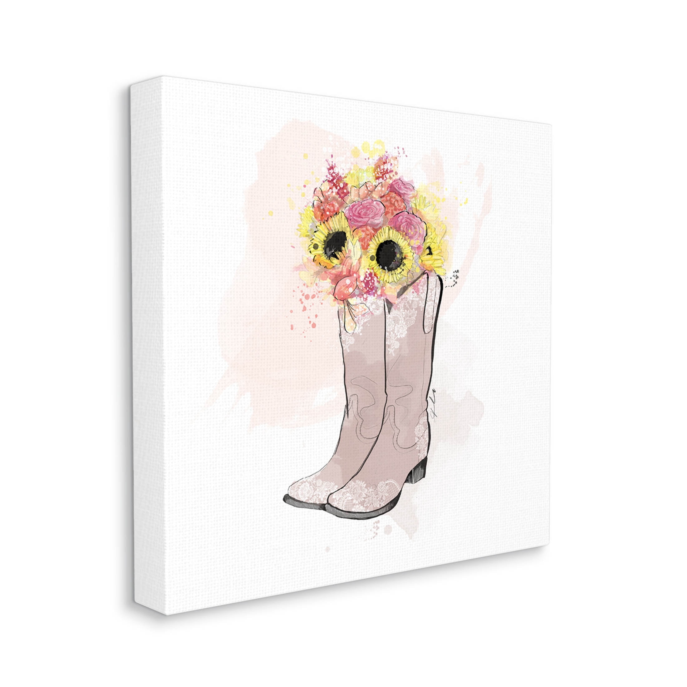 Stupell Industries Sunflower Bouquet Cowboy Boots Graphic Art Gallery Wrapped Canvas Print Wall Art, Design by Alison Petrie