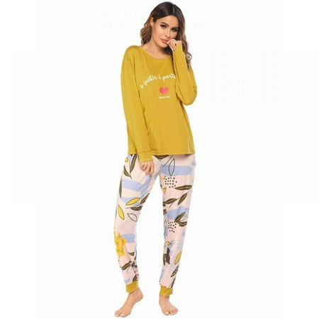 

Tradecan Womens Plus Size Pj Set 2 Piece Long Sleeve Pajamas Tops with Long Sleep Pants Soft Pjs Lounge Sets