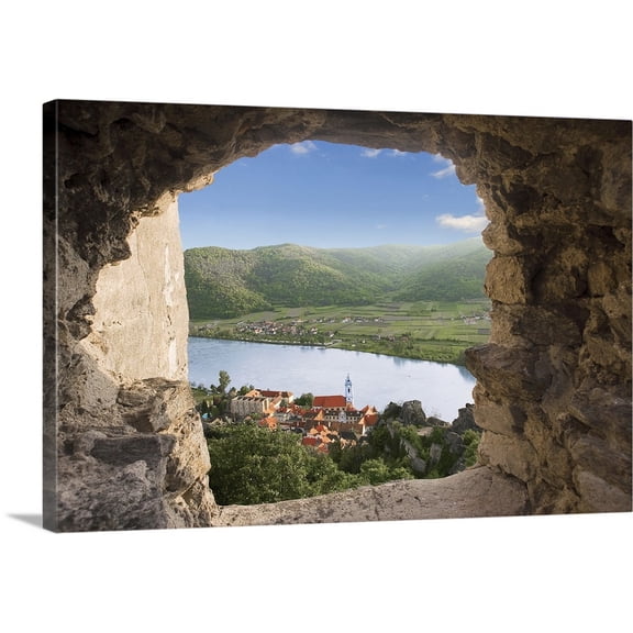 Great BIG Canvas | "Durnstein, Austria, Wachau Valley, Danube River, Durnstein Castle Window" Canvas Wall Art - 30x20