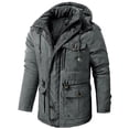 thumbnail image 2 of VERUGU Winter Coat Lamb Velvet Hooded Cotton Jacket Thickened Pockets Casual Long Sleeve Outwear Gray L, 2 of 4