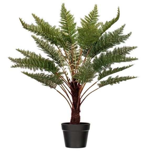Vickerman 30" Artificial Green Fern in Round Black Pot.