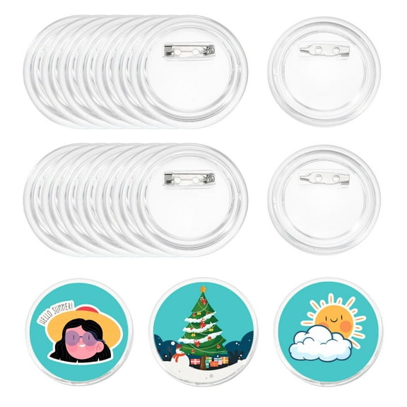 Uxcell 25Pcs Blank Buttons Pin Maker Badges Sewing Acrylic Clear 1.73 inch for DIY Crafts