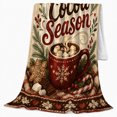 thumbnail image 2 of Cocoa Season Mug Text in Festive Winter Style for Cocoa Lovers, Marshmallow Candy Cane Scene, Warm Flannel Blanket for Living Room and Reading Nook, Christmas Gift, Cocoa Home Decor, 2 of 9