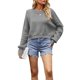 thumbnail image 2 of Suéter de Mujer de Otoño, Cuello Redondo, Tipo Murciélago, Estilo Pullover Gris XL, 2 of 7