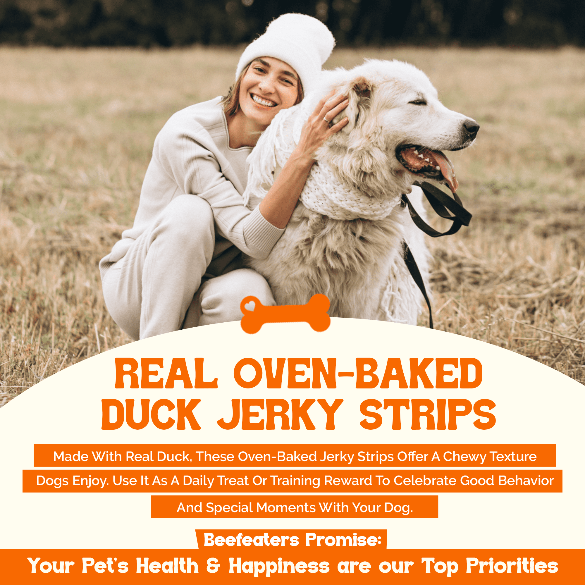 Beefeaters Duck Jerky Strips for Dogs 38oz, Oven-Baked High Protein Dog Treats Duck Jerky - Low Fat Grain-Free Dog Snacks - No Corn Wheat or Soy - Chewy Dog Jerky Treats for Training and Rewards
