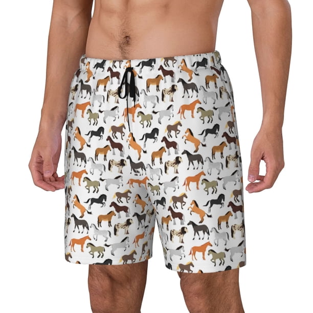 Fotbe Horse Traje de Baño para Hombre – Shorts de Natación de Secado Rápido con Forro y Bolsillos-Medium