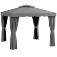thumbnail image 1 of 10' x 10' Outdoor Patio Gazebo, Double-Tier Soft-Top Garden Shelter with Polyester Curtains & Mesh Screen, Rust-Resistant Steel Frame, Light Grey, for Backyard, Deck, Pool Area, 1 of 7