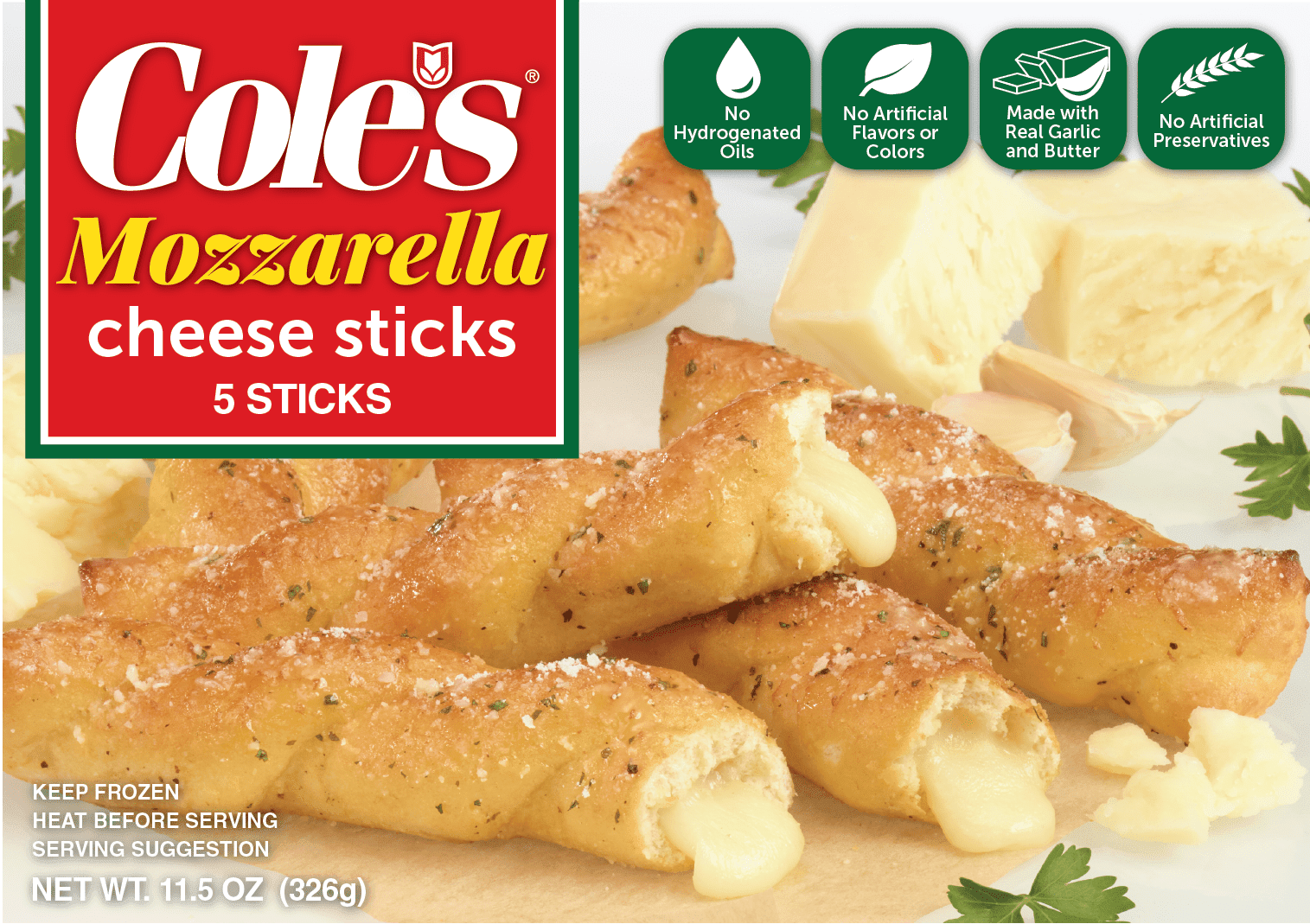 Coles Mozzarella Filled Garlic Cheese Sticks, 14 oz