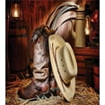 thumbnail image 3 of Western Duvet Cover Set, American West Rodeo Elements with Antique Supplies Retro Art Photo, Decorative 3 Piece Bedding Set with 2 Pillow Shams, Queen Size, Brown Beige, by Ambesonne, 3 of 3