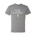 thumbnail image 2 of Wild Bobby, He Came He Saw He Conquered Inspirational/Christian Men Premium Tri Blend Tee, Premium Heather, X-Large, 2 of 6