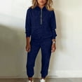thumbnail image 6 of ASDFVBKG Sweatsuits Women 2 Piece Outfit Long Sleeve Lounge Half Zip Sweatshirt Jogger Sweatpants Solid Color Loose Outfits Trendy Fall Winter Matching Sets with Pockets 2025 Navy L, 6 of 6